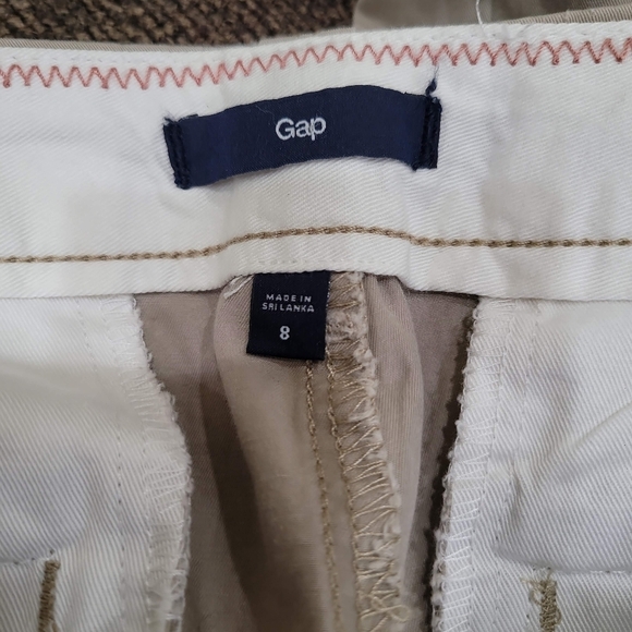 GAP Casual Tan Pant Tuxedo Style Women's 8 Black Piping Straight Leg 32x32 - Picture 6 of 10